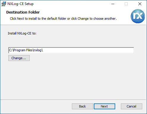 Screenshot: NXLog Installation - Installationsordner