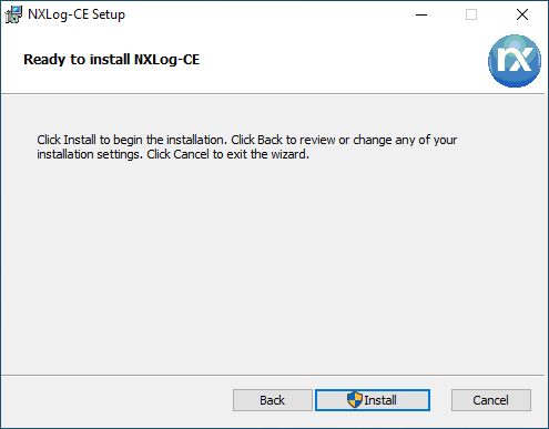 Screenshot: NXLog Installation - Installationsstart
