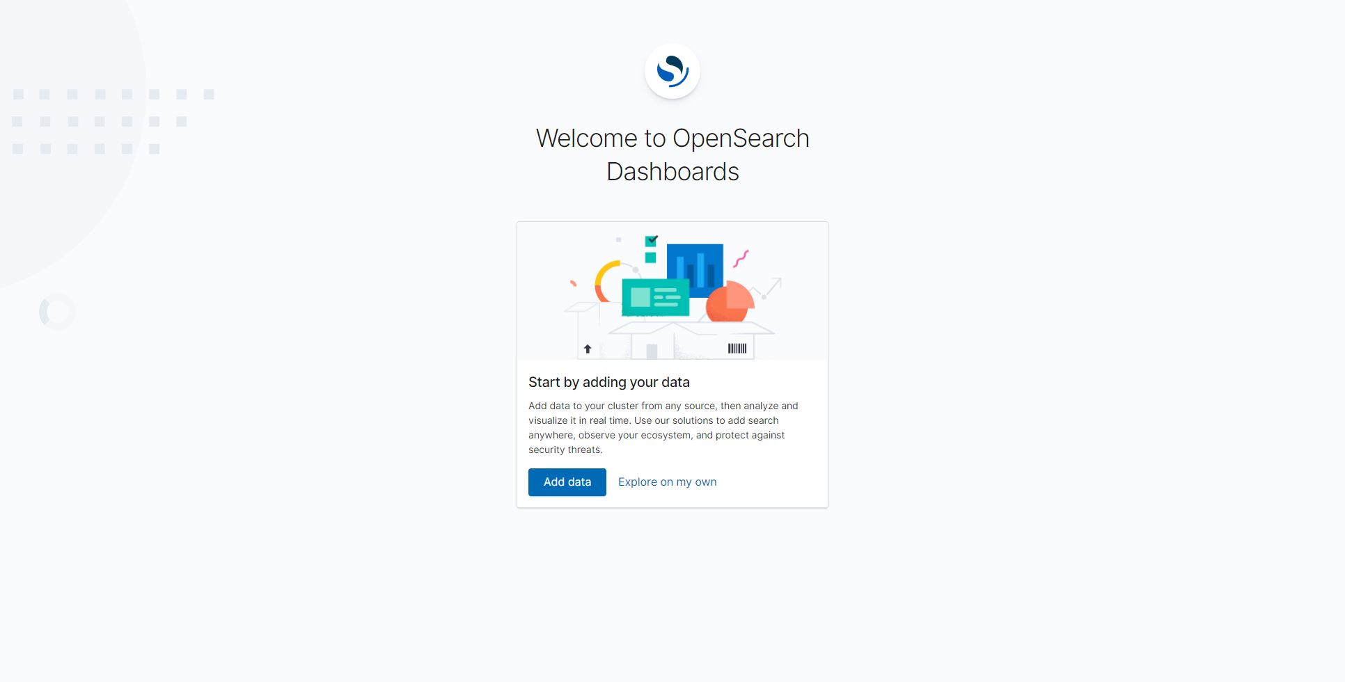 Screenshot: OpenSearch Willkommen-Seite