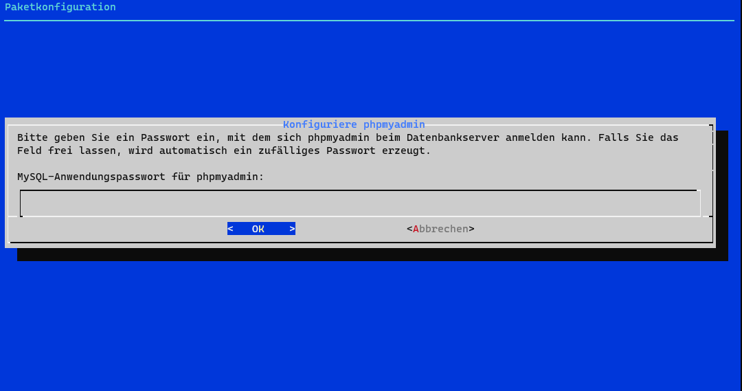 Screenshot: Passwort für den phpMyAdmin-Benutzer