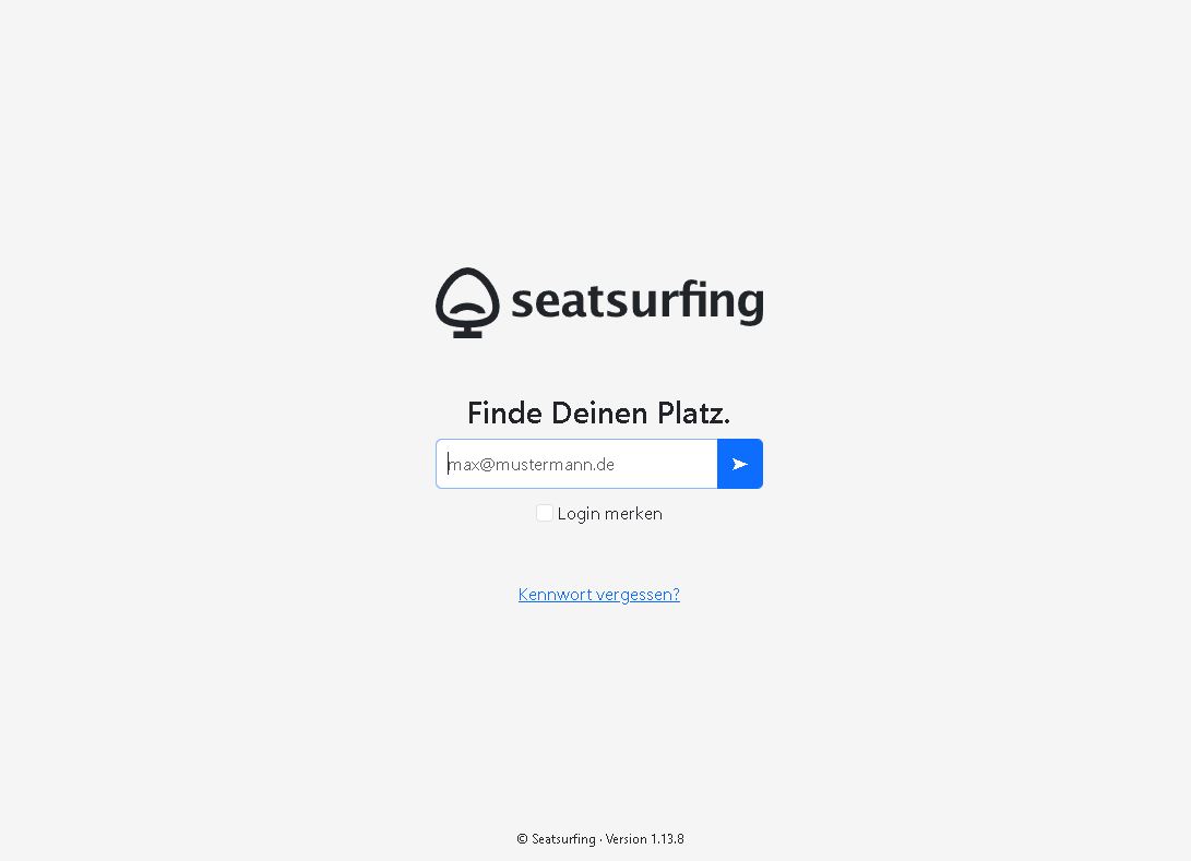 Screenshot: Seatsurfing - Anmeldung