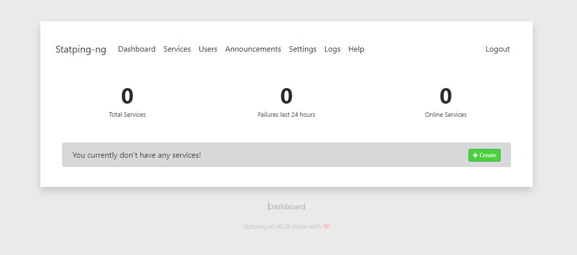 Screenshot: Statping - Services